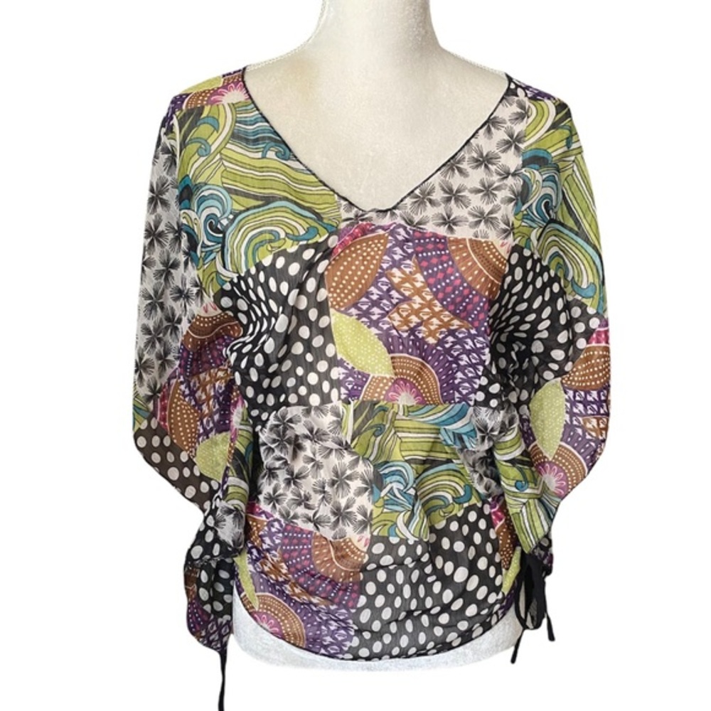 Sugar 17 Multicolored‎ Sheer Blouse sz L